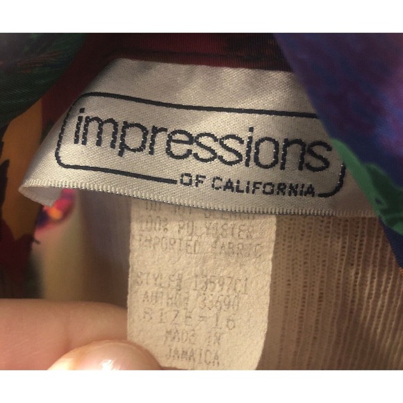 Vintage Button Down Blouse Vibrant Floral Long Sleeve Sz 16 FLAW - Picture 3 of 4